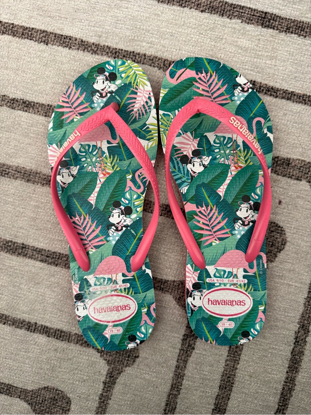 Havaianas Women's Tropical Green Flip Flops with Pink Straps